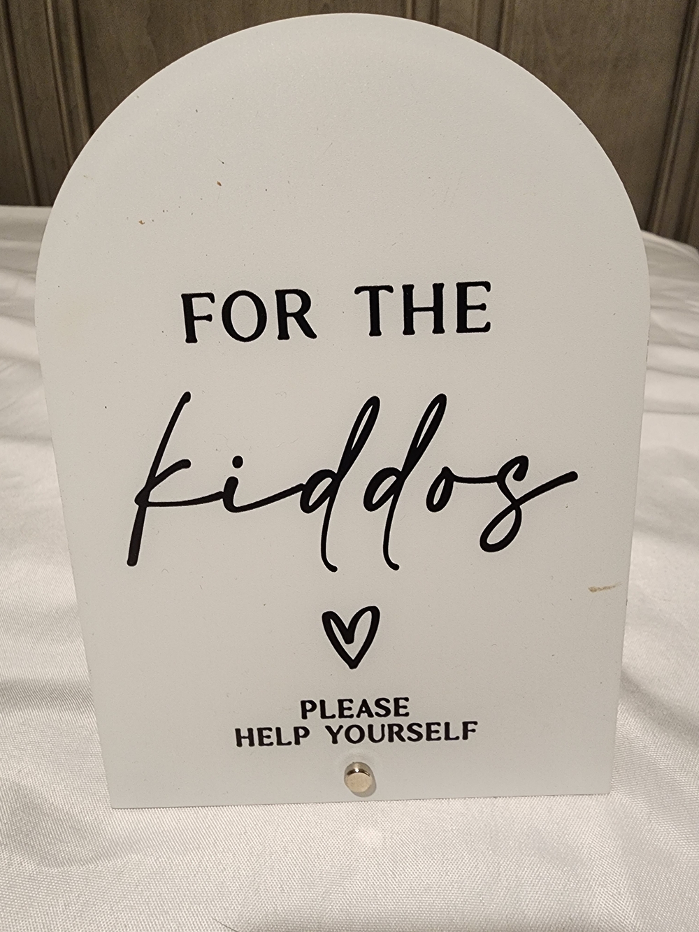 Wedding Or Party Sign - White "For The Kiddos"